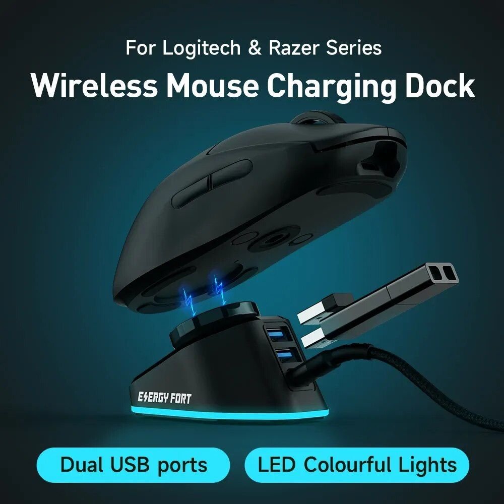 Wireless Gaming Mouse Charging Dock with RGB Indicator - Image 3