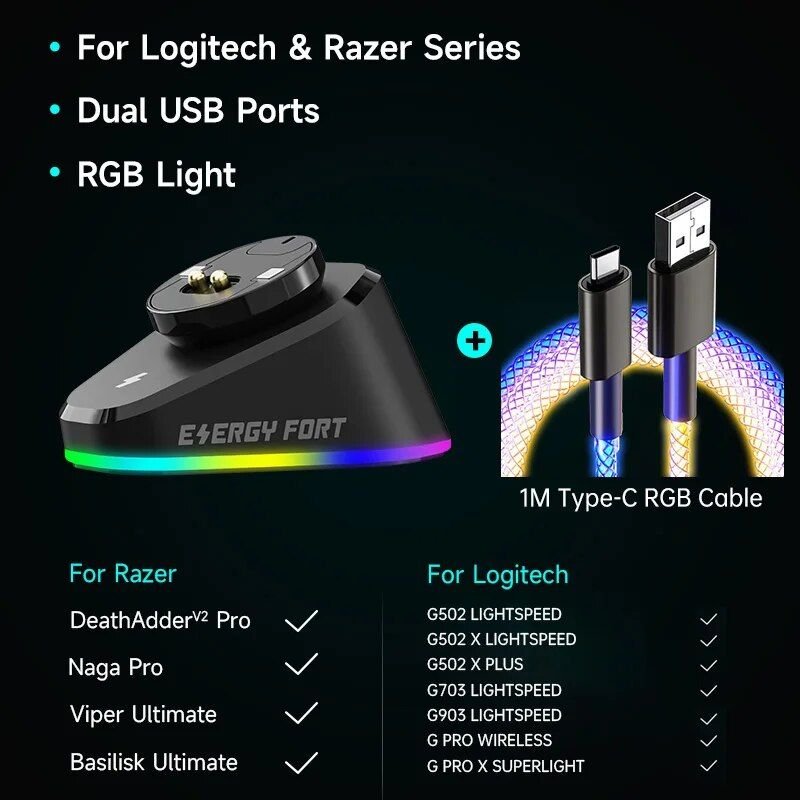 Wireless Gaming Mouse Charging Dock with RGB Indicator - Image 2
